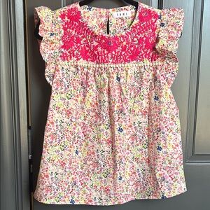 THML Floral Top with Pink and Green Accents size S